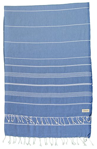 Bersuse 100% Cotton Anatolia XL Throw Blanket Turkish Towel - 61x82 Inches, Grey Blue - color: Grey Blue