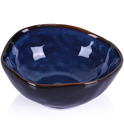 8" Blue Ceramic Decorative Bowl, Ceramic Fruit Bowl, Key Bowl for Entryway Table, Candy Dishes, Fruit Bowl for Kitchen Counter, Blue Small Jewelry Trinket Dish for Bedroom, Bedside Table, Living Room - size: 8in