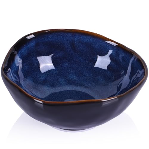8" Blue Ceramic Decorative Bowl, Ceramic Fruit Bowl, Key Bowl for Entryway Table, Candy Dishes, Fruit Bowl for Kitchen Counter, Blue Small Jewelry Trinket Dish for Bedroom, Bedside Table, Living Room - size: 8in
