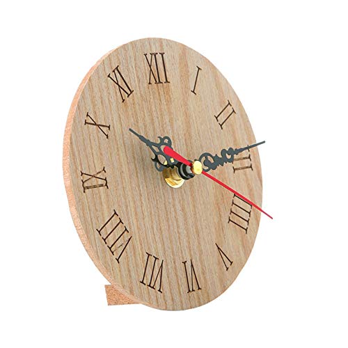 Farmhouse Wall Clock, Classic Rustic Antique Wood Silent Battery Operated, Rustic Wall Decor, 12cm Large Numerals Metal Circle Quiet Movement, for Office Kitchen Bedroom Living Roo