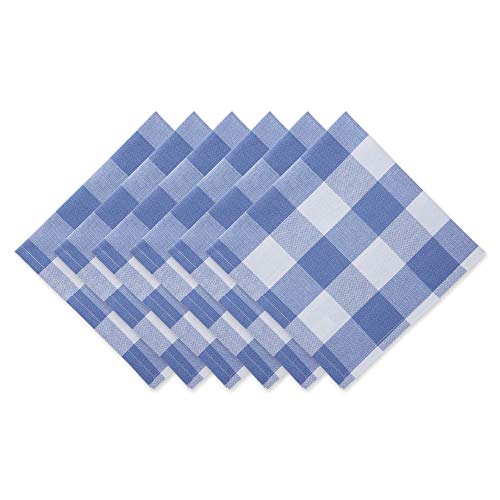 DII Buffalo Check Collection, Classic Farmhouse Cloth Napkin Set, 20x20, Stonewash Blue, 6 Piece - color: Stonewash Blue, size: 20" x 20" (Set of 6)