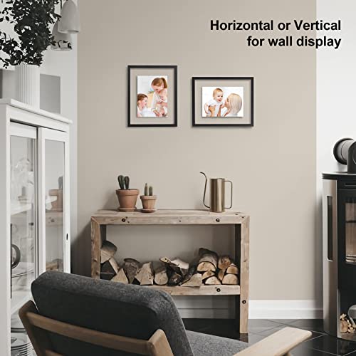 Egofine 8x10 Floating Frames Set of 2, Double Plexiglass Picture Frame, Made of Solid Wood Display Any Size Photo up to 8x10, Wall Mount or Tabletop Standing, Faded Black - color: Faded Black, size: 8x10