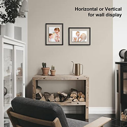 Egofine 8x10 Floating Frames Set of 2, Double Plexiglass Picture Frame, Made of Solid Wood Display Any Size Photo up to 8x10, Wall Mount or Tabletop Standing, Faded Black - color: Faded Black, size: 8x10