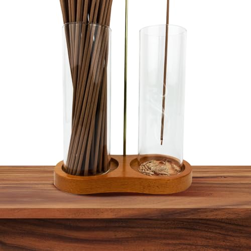 2 in 1 Glass Incense Holder for Sticks, Incense Burner with Ash Catcher, Hanging Incense Holders with Glass Ash Catcher for Meditation, Yoga, Spa, Home Decor, Room