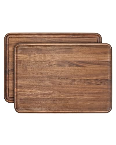 Caraway 17" Prep and Serve Butcher Block, Wood Cutting Board for Kitchen | Rectangle Dual-Sided Chopping Block for Prep, Presentation, Serving, Walnut - color: Walnut, size: 17"L x 12"W