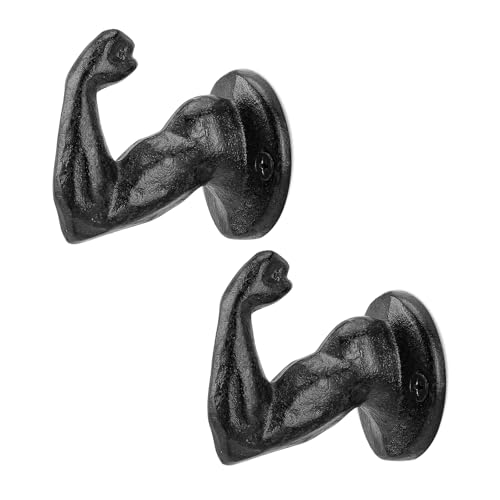 Rustic Cast Iron Coat Hooks, Wall Mounted Key Hook Holder, Farmhouse Decorative Muscle Hooks, Heavy Duty Wall Hooks for Hanging Coats, Hats, Bathrooms Towels, Gym Room 2pcs - color: Arm