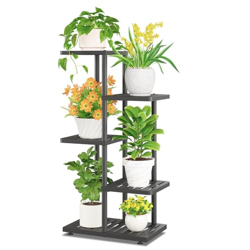 iDavosic.ly Plant Stand Indoor Outdoor, 4-Tier Tall Metal Shelf, Black | Tiered Multiple Flower Holder, Orchid Display Rack for Patio Porch Balcony Outdoor, High Large Narrow Space Saving - color: Black, size: 4 Tier