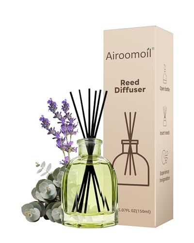 Reed Diffuser Set, Eucalyptus Lavender Scent, with 6 Reed Sticks | Long-Lasting Home Fragrance for Bedroom, Living Room, Office, Bathroom Shelf Decor, Neutralizes Bad Odors, Indoor Freshener