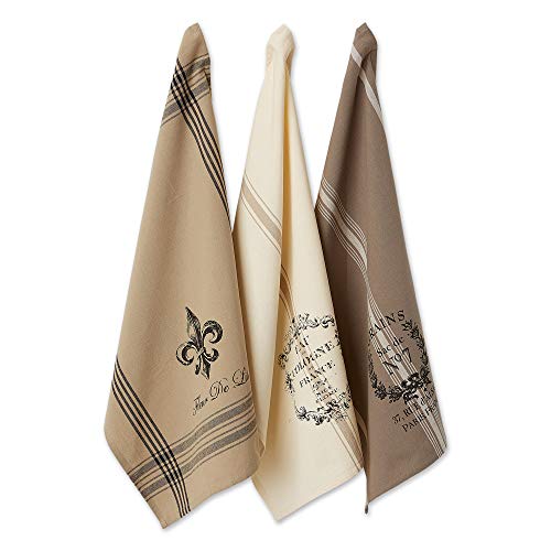 DII Cotton French Jacquard Dish Towels, Set of 3, Decorative Tea Towels for Everyday Kitchen Cooking and Baking-French Macaroons - color: French Stripe, size: Dish Towel Set