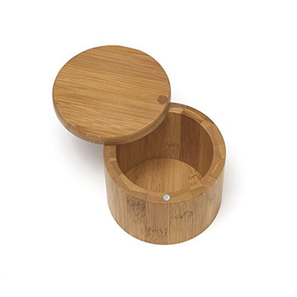 Lipper International Bamboo Wood Salt or Spice Box with Swivel Cover, 3-1/2" x 2-3/4"