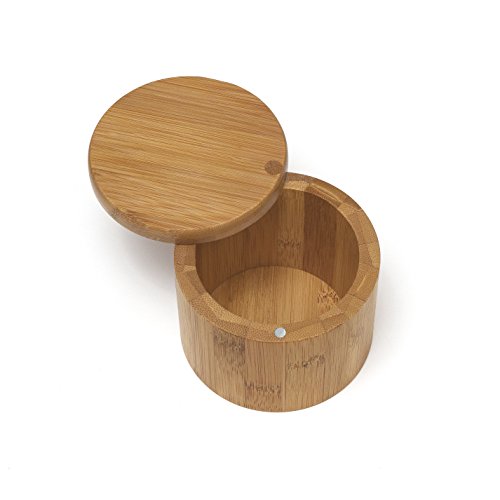 Lipper International Bamboo Wood Salt or Spice Box with Swivel Cover, 3-1/2" x 2-3/4"