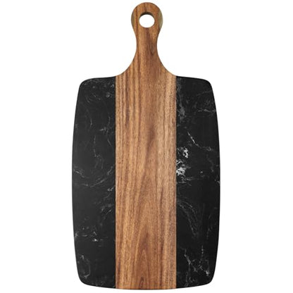 Marble charcuterie board: Acacia wood marble chopping board - suitable for kitchen, great gift for friends (black) - color: Black