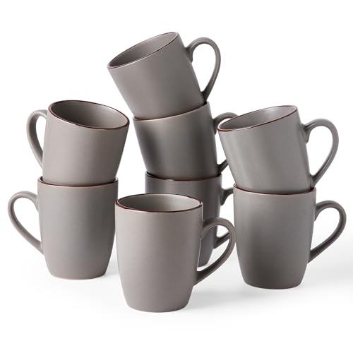 famiware Venus Coffee Mugs Set of 8, 13 oz Ceramic Stoneware Mug Cup Set | Coffee Mug with Handle for Tea, Latte, Cappuccino, Cocoa, Milk, Microwave and Dishwasher Safe, Dark Grey - color: Dark Gray, size: 8pcs