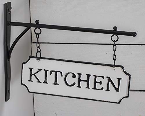 Foreside Home & Garden White and Black Enamel Kitchen Wall Sign on Metal Hanger - style: Kitchen