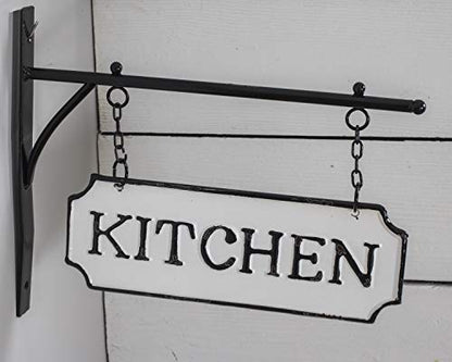 Foreside Home & Garden White and Black Enamel Kitchen Wall Sign on Metal Hanger - style: Kitchen