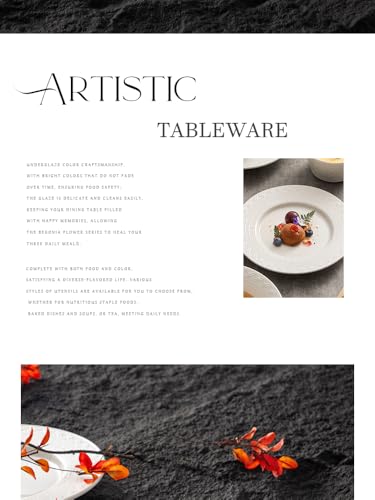 4-piece set, ceramic tableware set, relief plate and bowl set, microwave and dishwasher compatible tableware set, shatterproof and scratch resistant dinner set, irregular edge design, white - color: style - 6