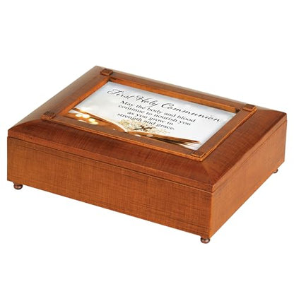 Cottage Garden JBRB14S First Holy Communion Woodgrain Finish Polymer Keepsake Photo Frame Jewelry Storage Box - style: First Holy Communion