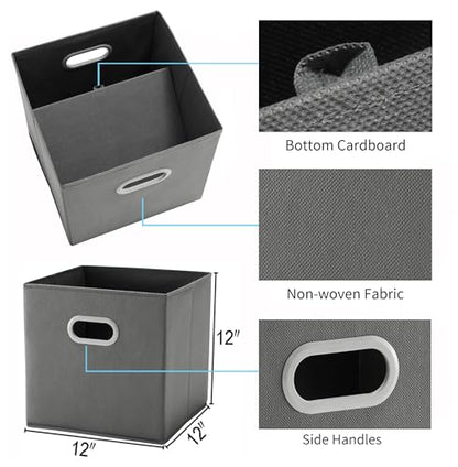 MAX Houser Fabric Storage Bins Cubes Baskets Containers with Dual Plastic Handles for Home Closet Bedroom Drawers Organizers (Cattail Gray) - color: 11 ashy