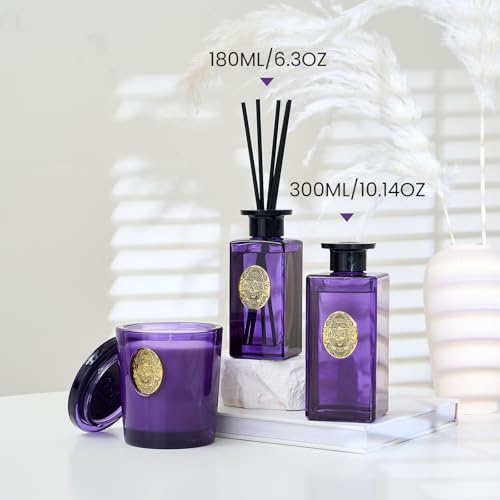 M&SENSE 6.3 oz Large Reed Diffuser Set | Lavender Eucalyptus Scent Oil Diffuser with Sticks | Hotel Collection Non-Toxic Essential Oil |for Bedroom Bathroom Living Room - color: Lavender Eucalyptus, size: 180ml