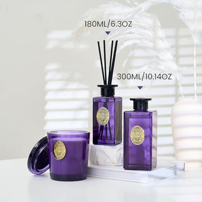 M&SENSE 6.3 oz Large Reed Diffuser Set | Lavender Eucalyptus Scent Oil Diffuser with Sticks | Hotel Collection Non-Toxic Essential Oil |for Bedroom Bathroom Living Room - color: Lavender Eucalyptus, size: 180ml