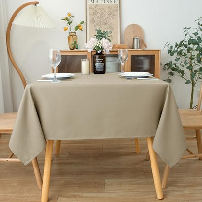 Biscaynebay Textured Fabric Square Tablecloths 54x54 Inches, Natural Water Resistant Spill Proof Table Cloth Washable Small Card Folding Table Covers for Dining, Kitchen, Wedding and Parties - color: Natural, size: 54" x 54" (Square)