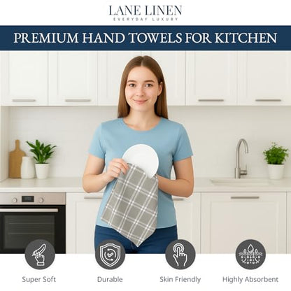 LANE LINEN Cotton Kitchen Towels Set, 4-Pack – Absorbent, Quick-Drying Dish Towels, Tea Towels, 18" x 28" - Slate Grey - color: 08: Slate Grey, size: 18''x28" - 4 Pack