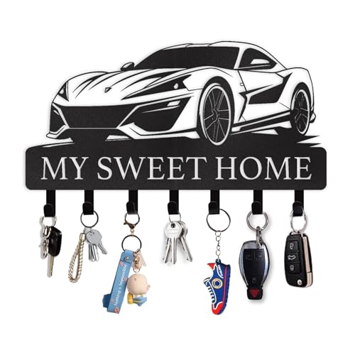 Personalized Metal Key Holder for Wall, Car Key Rack Wall Mount with Hooks | Metal Key Organizer Wall Decorative, Car Design Key Hanger, Metal Key Holder Decor for Front Door, Entryway, Hallway, Office - color: 06 Car
