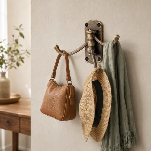 Retro Swivel Wall Hooks - 2PCS Coat Rack for Bedroom, Bathroom, Kitchen, Garage - style: Retro square shape