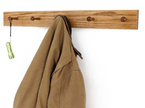 Solid Oak Shaker Peg Rack Made in The USA - Golden Oak Stain Stain 29 x 3.5 Inches with 5 Pegs - color: Golden Oak, size: 29" x 3.5" with 5 pegs