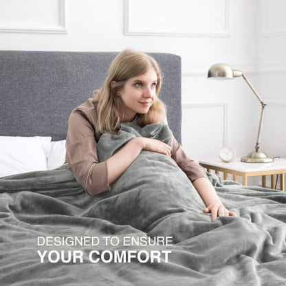 MOONLIGHT20015 Fleece Blanket Throw Blanket - Light Grey Super Soft Blankets for Sofa, Couch, Bed, Camping, Travel - 400 GSM Microfiber Cozy & Fluffy Blanket, 50 x 60 Inches (Throw/Travel) - color: Light Grey, size: Throw