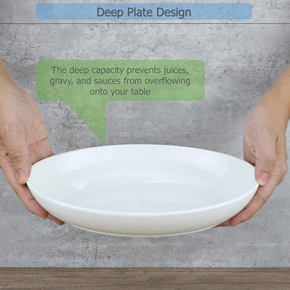 EIKS Ceramic Deep Plates Oval Shaped Dishes, Size of L10.8 x W7.7 | For Serving Fish, Seafood, Appetizers, Salad, Snack in Home, Dinner, Entertaining Party - size: L Size (L10.8" x W7.7")