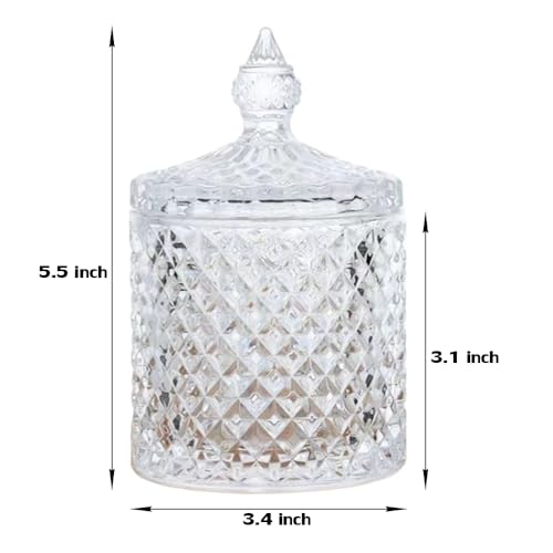 Colorful Crystal Glass Candy Snack Barrel Storage Jar Embossed Luxury Cookie Buffet Canister With Lids Jewelry Box Jar Biscuit Containers(Clear) - color: Cylinder-Clear