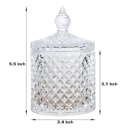 Colorful Crystal Glass Candy Snack Barrel Storage Jar Embossed Luxury Cookie Buffet Canister With Lids Jewelry Box Jar Biscuit Containers(Clear) - color: Cylinder-Clear