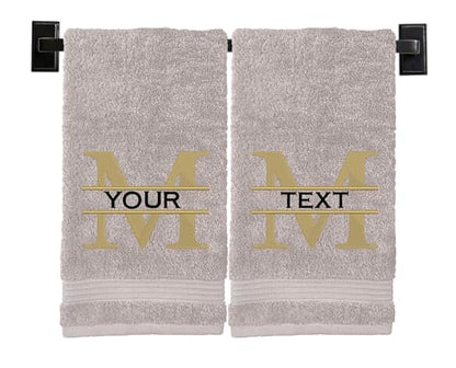 Personalized Hand Towels | Set of 2 | Choose from 12 Fonts | Genuine Turkish Cotton | Oeko-Tex Certified | Personalized Towels | Bathroom Hand Towels - color: Beige - Hand Towels