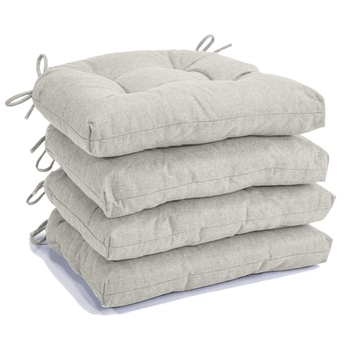 Chair Cushions for Dining Chairs Set of 4, Kitchen Chair Pads | Non Slip Chair Cushions with Ties, Tufted Memory Foam Seat Chair Pads, Cream - color: Cream, size: Pack of 4