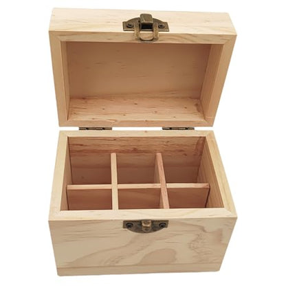 Anktily Unfinished Wooden Storage Organizer Box with Lid, Unpainted Wood Case Box for Small Keepsakes, Jewellery, Tea Bag Holder Case (6 Grids) - style: 6 Grids