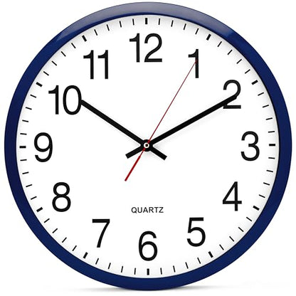 Bernhard Products Navy Wall Clock, Silent Non Ticking - 16 Inch Extra Large Quality Quartz Battery Operated Round Easy to Read Home/Office/Business/Kitchen/Classroom/School Clocks - color: Navy, size: 16 Inch
