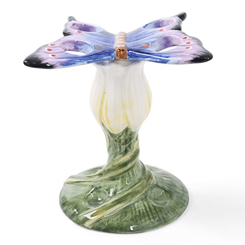 Ceramic Bathroom Accessory Set Dancing Butterfly Ceramic 5 Pieces Set,Including Toothbrush Holders,2 Gargle Tooth-Brushing Cups,Soap Dishes,Soap & Lotion Dispenser