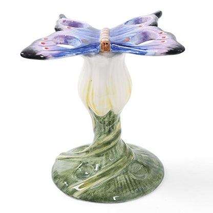 Ceramic Bathroom Accessory Set Dancing Butterfly Ceramic 5 Pieces Set,Including Toothbrush Holders,2 Gargle Tooth-Brushing Cups,Soap Dishes,Soap & Lotion Dispenser