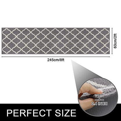 SHACOS Washable Kitchen Runner Rug 2'x8', Dirt Trapping Entryway Rug Runners, Non Slip Rubber Backing Hallway Carpet Runners Floor Mats, Light Gray - color: Light Gray, size: 2' x 8'