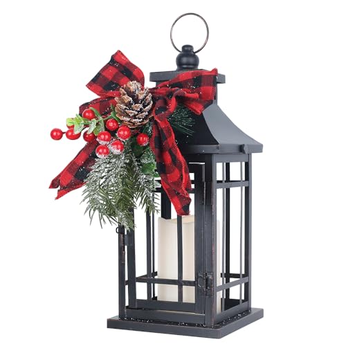 NEEDOMO Christmas Decorations Indoor, Outdoor Christmas Led Lanterns Decorative for Table Centerpieces, Vintage Metal Hanging Candle Holder, Home Decor for Party, Living Room, Patio, Porch