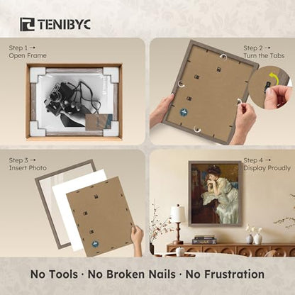 11x14 Walnut Picture Frame 3 Pack with HD Glass - Natural, Solid Wood Poster Frame, Wall Gallery Frame - color: Walnut, size: 11 X 14, style: 3 Pack