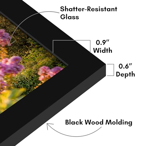 Americanflat 5.5x8.5 Picture Frame - Engineered Wood - Black | Shatter-resistant glass, wall or tabletop display with included easel, sawtooth hangers included - color: Black, size: 5.5x8.5