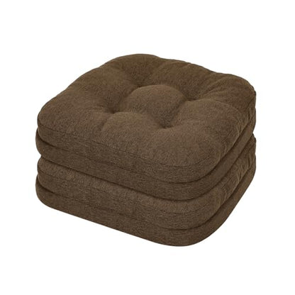 baibu Set of 2 Dining Chair Cushions, Dual-Layer Patent Design Memory Foam Kitchen Chair Cushions, Non-Slip Seat Pads with Ties, 16.5 x 16.5 x 3.5in, 2 Pack, Dark Brown - color: Dark Brown, size: 2 Count (Pack of 1)