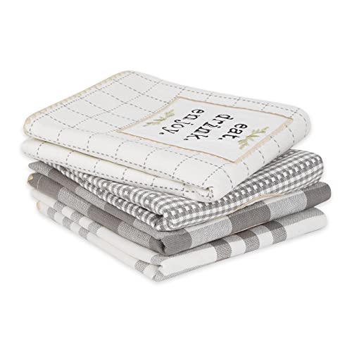 DII Home Sweet Farmhouse Kitchen Collection, Dishtowel Set, 18x28, Gray, 4 Count - color: Gray, size: Dishtowel Set, 18x28"