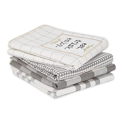 DII Home Sweet Farmhouse Kitchen Collection, Dishtowel Set, 18x28, Gray, 4 Count - color: Gray, size: Dishtowel Set, 18x28"