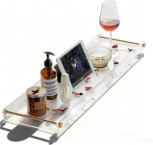 Acrylic Bathtub Tray, NEWRAIN Luxury Bath Caddy Tub Table,Unique House Warming Gifts, New Home, Anniversary and Wedding Gifts for Couple, Bathroom Accessories for Spa or Reading Lite Style