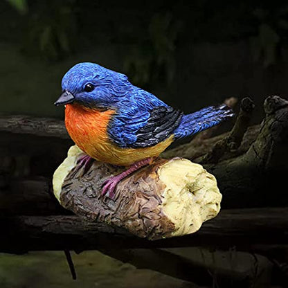 Bird Statue Resin Bird Figurines Animal Ornament for Home Office Wedding Party Table Decoration - Blue