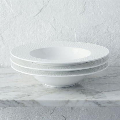 Ceramics Rimmed Soup Bowls 20.3 oz, White 11.1 inch Exquisite small soup plate Set of 4, Pasta plates With Rim is the best choice for hotels, kitchens, fine restaurants and gourmets - color: White, size: 11.1 *2.4Inch