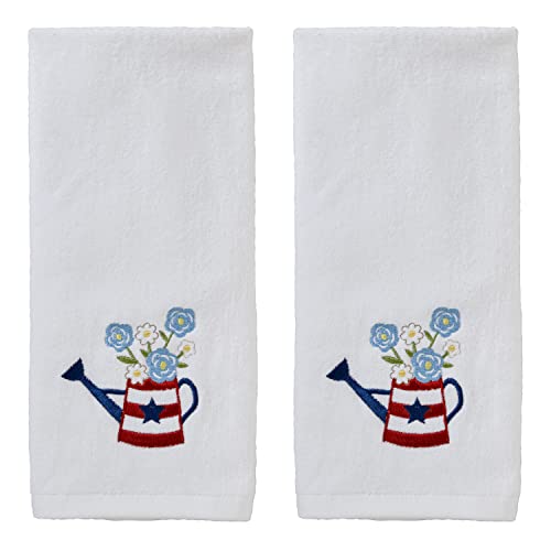 SKL Home Patriotic 4th of July Americana Water Can Hand Towel Set, White, Small, 2 Count - color: Americana Watering Can